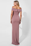 Robe longue mère de la mariée vintage en satin de sirène mauve avec ceinture