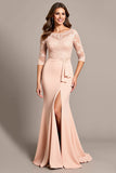 Sirène Blush Applique Robe Mère de la Mariée avec Fente