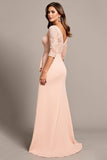 Sirène Blush Applique Robe Mère de la Mariée avec Fente