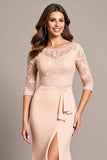 Sirène Blush Applique Robe Mère de la Mariée avec Fente