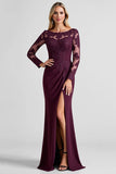 Dentelle de raisin Applique fourreau Mère de la mariée Robe avec fente