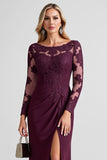 Dentelle de raisin Applique fourreau Mère de la mariée Robe avec fente