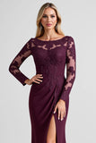 Dentelle de raisin Applique fourreau Mère de la mariée Robe avec fente