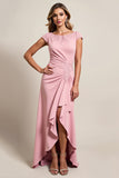 Blush High Low Ruched Robe de la mère de la mariée avec appliques