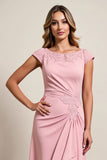 Blush High Low Ruched Robe de la mère de la mariée avec appliques