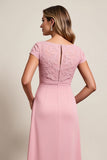 Blush High Low Ruched Robe de la mère de la mariée avec appliques