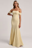Robe de demoiselle d’honneur sirène jaune à épaules dénudées