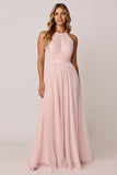 Halter Candy Pink Une ligne Robe de demoiselle d’honneur sans manches