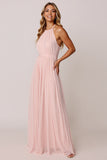 Halter Candy Pink Une ligne Robe de demoiselle d’honneur sans manches