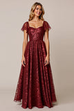 Cabernet Robe d’invité de mariage à manches courtes