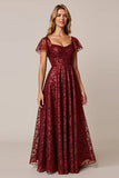 Cabernet Robe d’invité de mariage à manches courtes