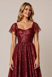 Cabernet Robe d’invité de mariage à manches courtes