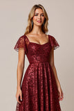 Cabernet Robe d’invité de mariage à manches courtes