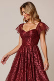 Cabernet Robe d’invité de mariage à manches courtes
