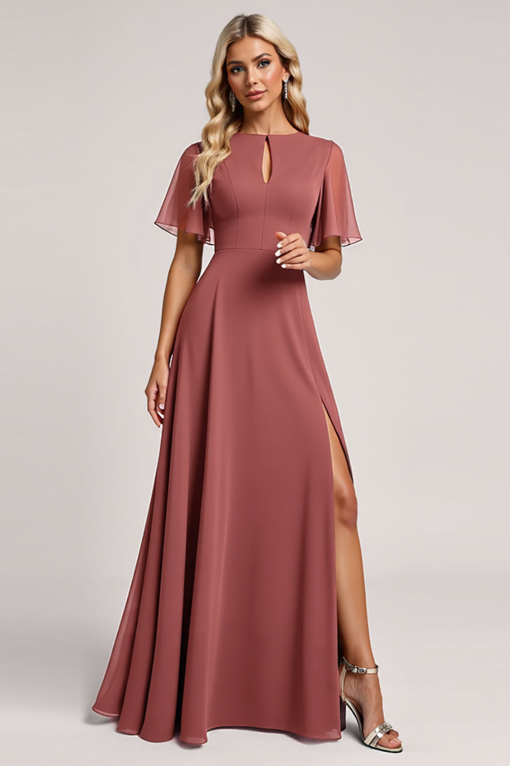 Robe de demoiselle d’honneur vintage en mousseline de soie Mauve A Line