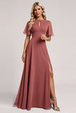 Robe de demoiselle d’honneur vintage en mousseline de soie Mauve A Line