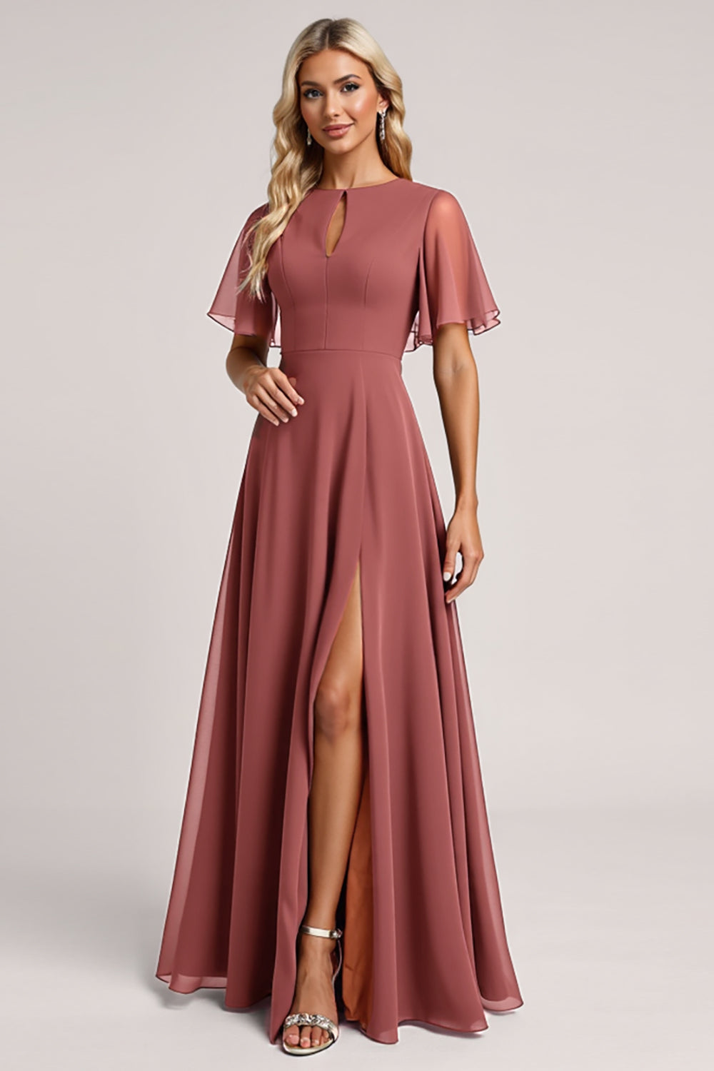 Robe de demoiselle d’honneur vintage en mousseline de soie Mauve A Line