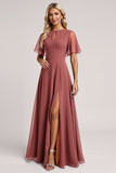Robe de demoiselle d’honneur vintage en mousseline de soie Mauve A Line