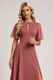 Robe de demoiselle d’honneur vintage en mousseline de soie Mauve A Line