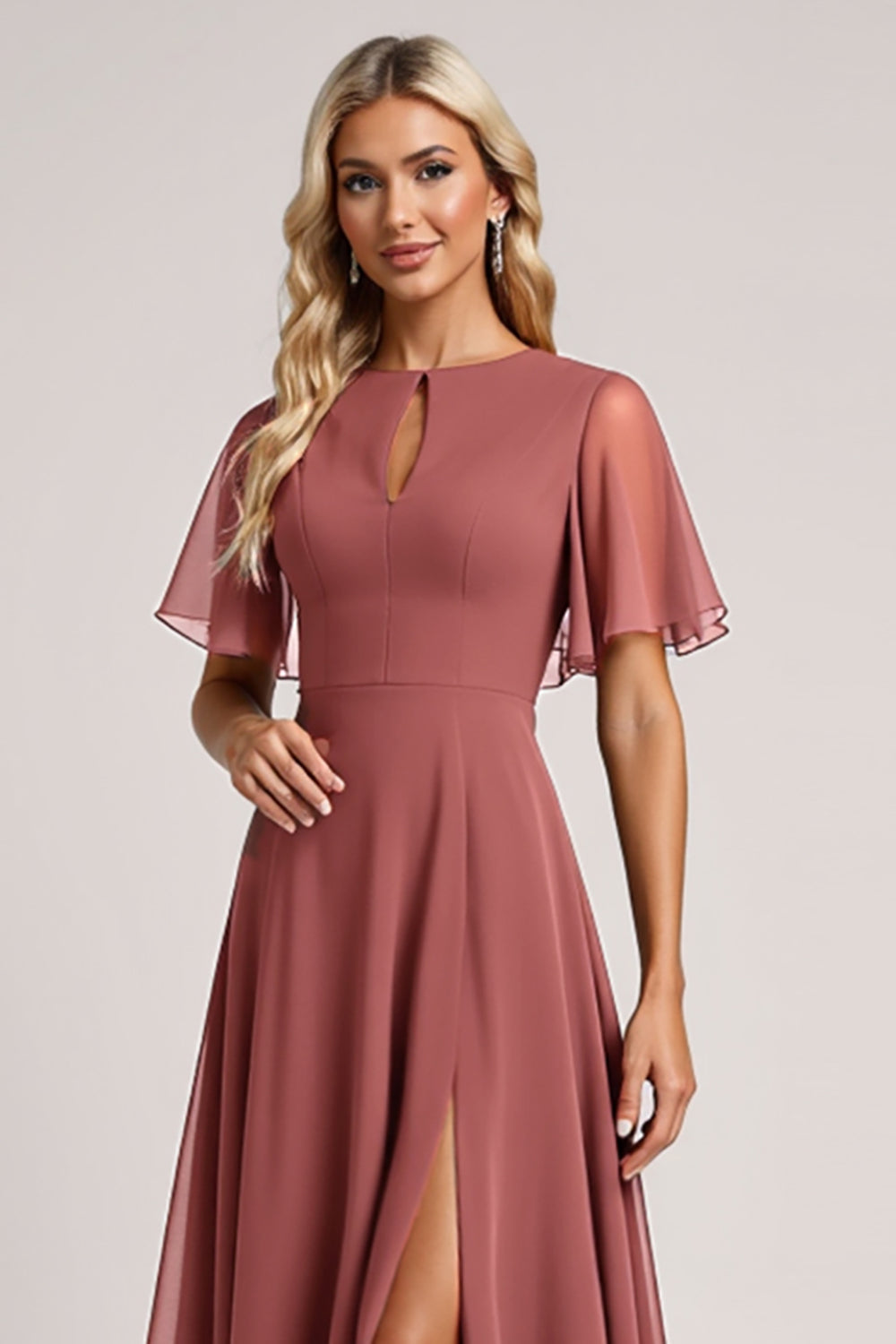 Robe de demoiselle d’honneur vintage en mousseline de soie Mauve A Line