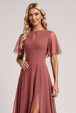 Robe de demoiselle d’honneur vintage en mousseline de soie Mauve A Line