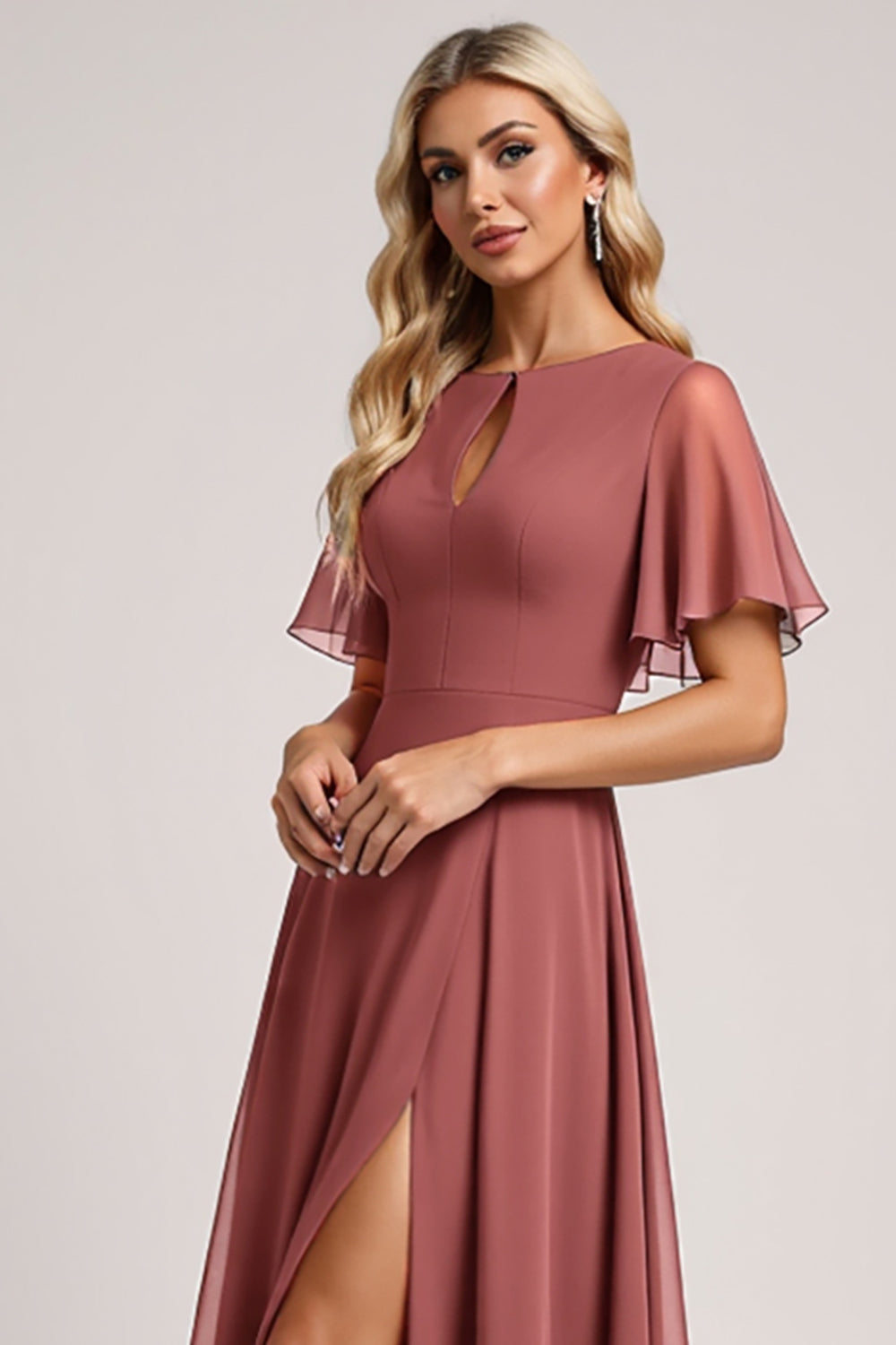 Robe de demoiselle d’honneur vintage en mousseline de soie Mauve A Line