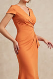 Sirène orange froncé longue mère de la mariée robe