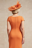 Sirène orange froncé longue mère de la mariée robe