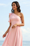 Une épaule une ligne Blush Robe de demoiselle d’honneur en mousseline de soie