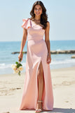 Blush A Line One Shouolder Robe de demoiselle d’honneur avec fente