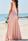 Blush A Line One Shouolder Robe de demoiselle d’honneur avec fente