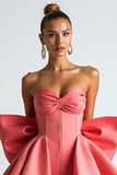 Robe de bal à volants de melon d’eau Corset avec noeud