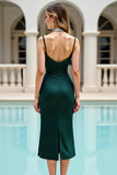 Robe de cocktail en pin froncé à col en V profond avec perles