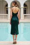 Robe de cocktail en pin froncé à col en V profond avec perles