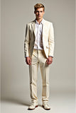 Costumes 2 pièces blancs à revers crantés pour hommes