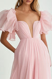 Rose A Line Robe longue formelle à volants avec manches