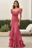 Robe formelle à volants corail sirène