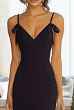 Robe longue formelle sirène noire avec fente