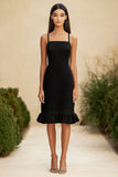 Fourreau en mousseline de soie Robe formelle noire simple