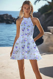 A Line Halter Robe de graduation simple en mousseline de soie