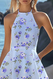A Line Halter Robe de graduation simple en mousseline de soie