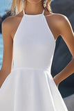 A Line Halter Robe de graduation simple en mousseline de soie