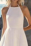Mousseline de soie Une ligne licou Simple Petite Robe Blanche