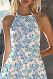 Mousseline de soie Une ligne licou Simple Petite Robe Blanche