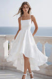 A Line Spaghetti Straps Robe de graduation en mousseline de soie blanche