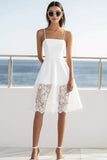 A Line Spaghetti Straps Robe de graduation en dentelle blanche