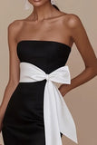 Robe bustier sirène noire cravate avec fente