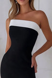 Robe formelle asymétrique noire sirène sans bretelles