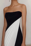 Robe formelle sans bretelles noire et blanche