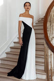 Noir et blanc Une Épaule Une Robe Formelle Trapèze